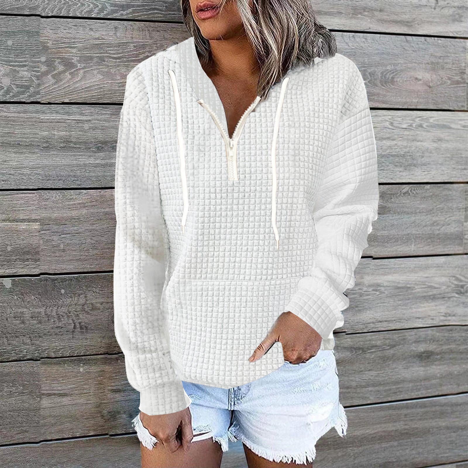 Clara Quilted Half-Zip Hoodie