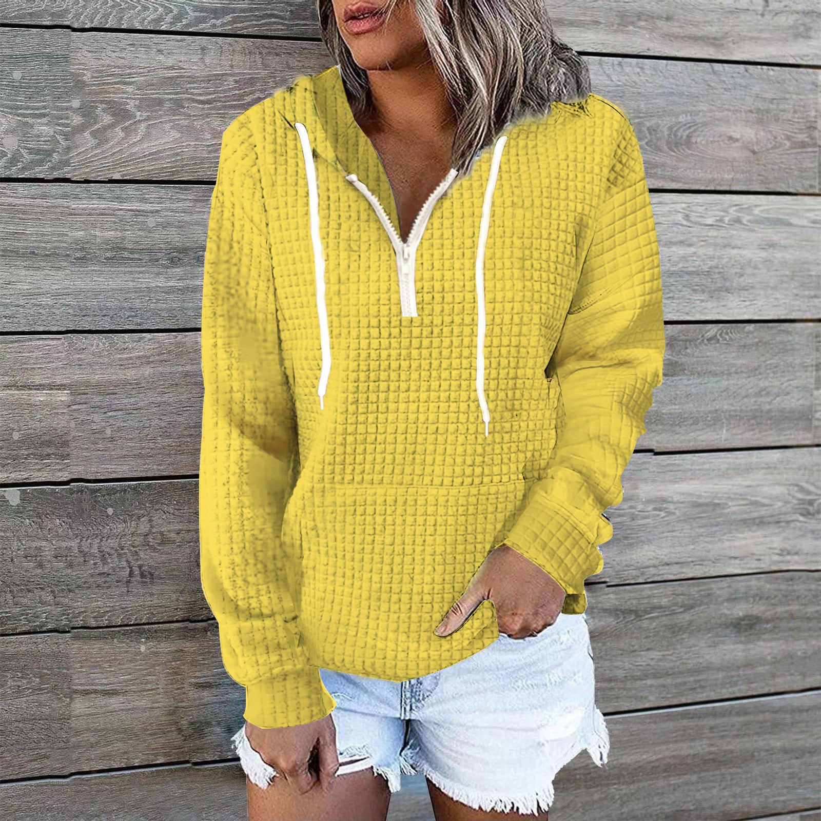 Clara Quilted Half-Zip Hoodie