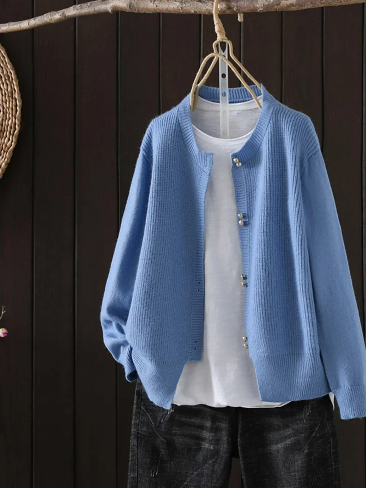 Elara Pearl-Button Cardigan