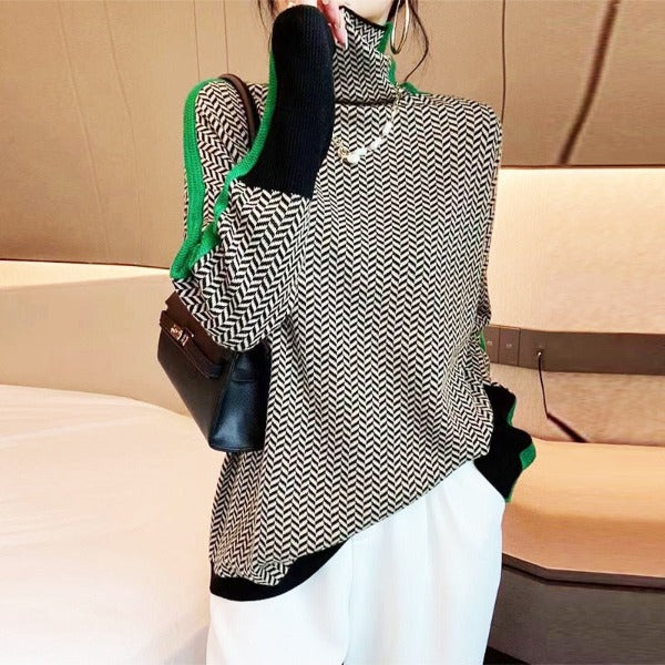 Elenor | Herringbone Luxe Turtleneck