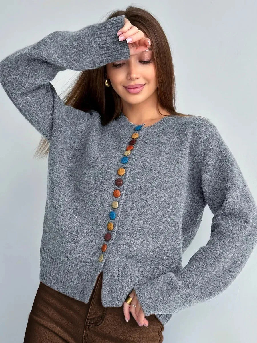 The Noelle Button-Accent Cardigan