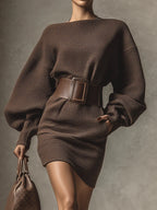 Clea - Structured Belted Short Knit Dress