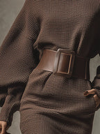 Clea - Structured Belted Short Knit Dress