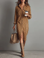 Claudia Polka Dot Faux Leather Midi Dress