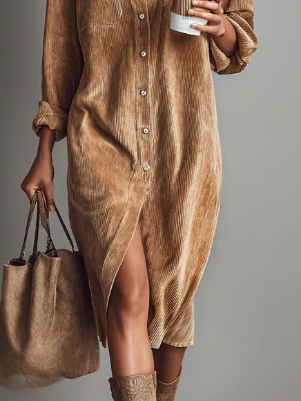 Haydine Corduroy Button-Down Dress