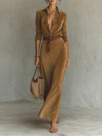 Célianne - Chic Suede Maxi Gown