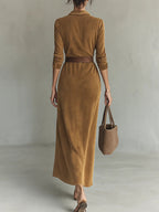 Célianne - Chic Suede Maxi Gown
