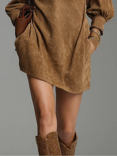 Florence Suede Turtleneck Mini Dress