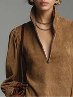 Florence Suede Turtleneck Mini Dress