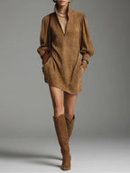 Florence Suede Turtleneck Mini Dress