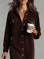 Haydine Corduroy Button-Down Dress