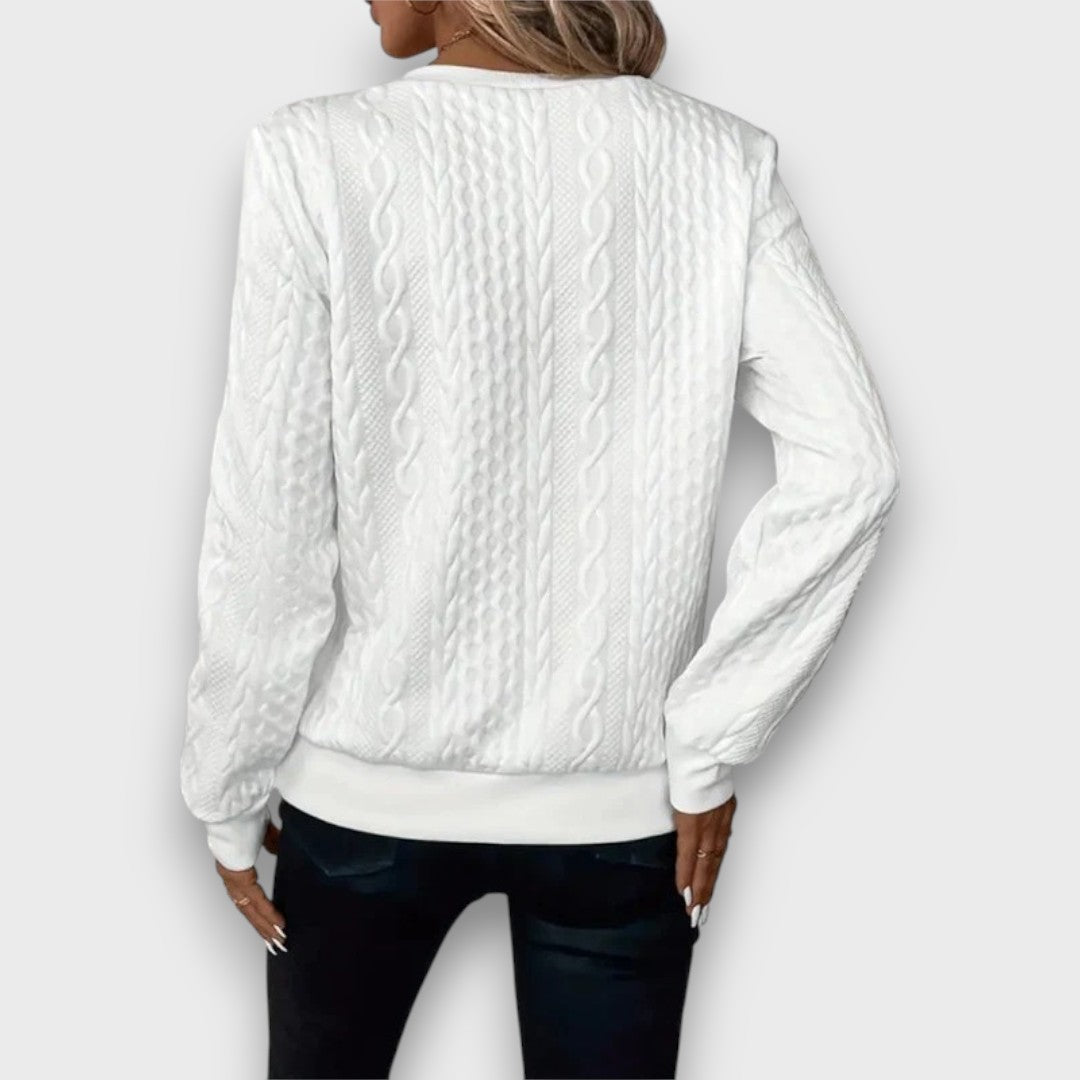 Solena Cable-Knit Zip Front Sweater