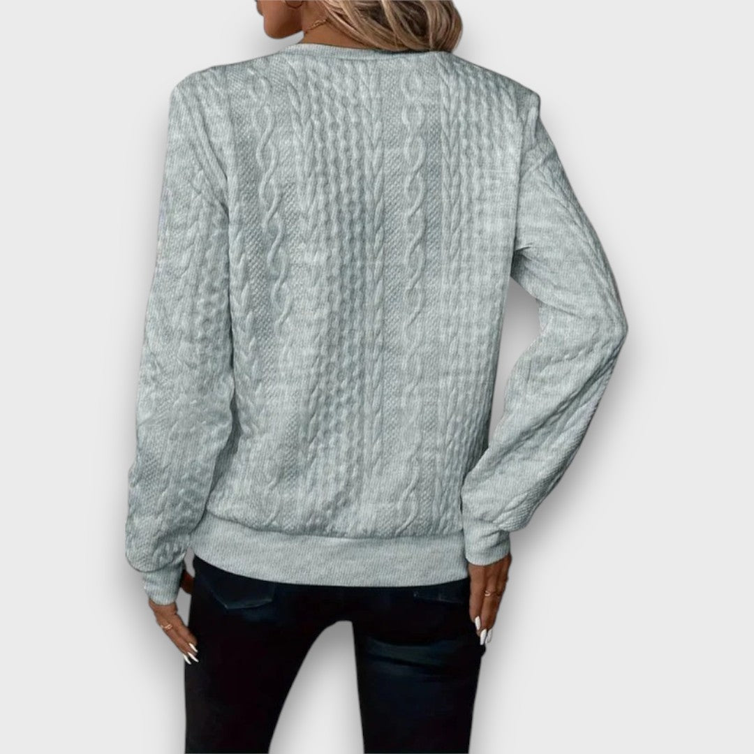 Solena Cable-Knit Zip Front Sweater