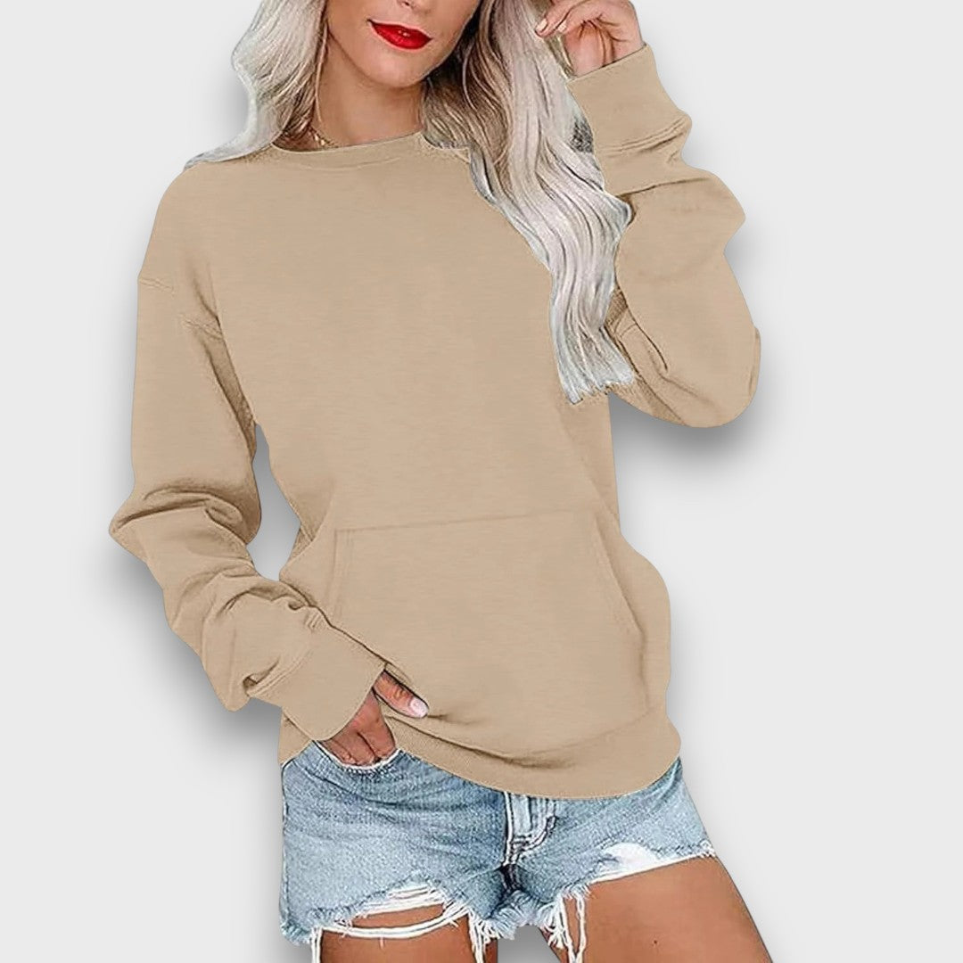 Miselle Oversized Crewneck Pocket Sweatshirt
