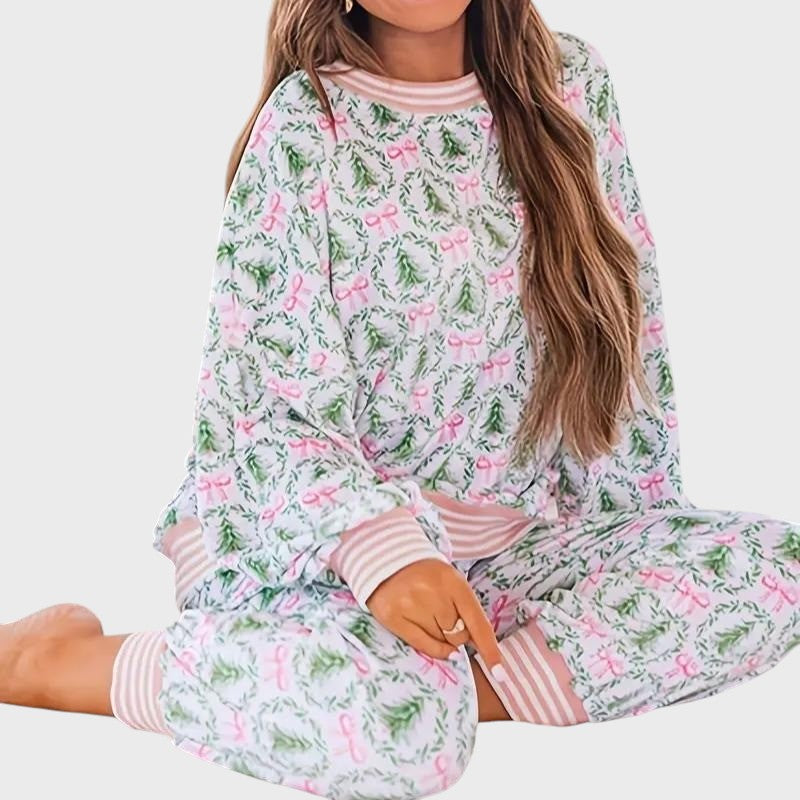 Aurelie Cozy Christmas Bow Loungewear Set