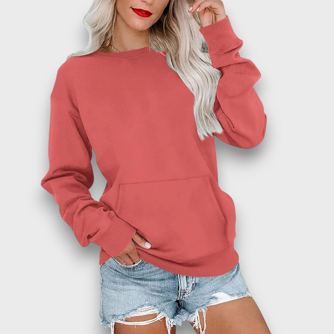 Miselle Oversized Crewneck Pocket Sweatshirt