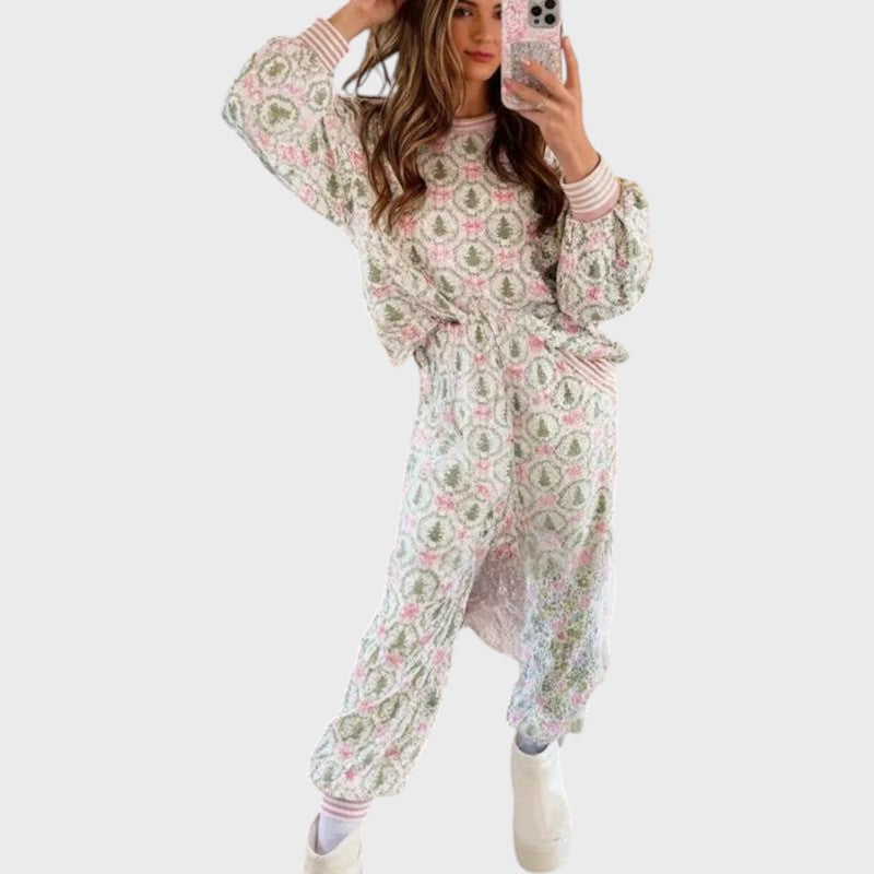 Aurelie Cozy Christmas Bow Loungewear Set