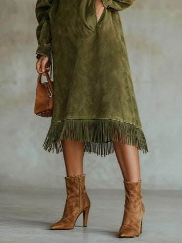 Aurora Suede Fringe Dress