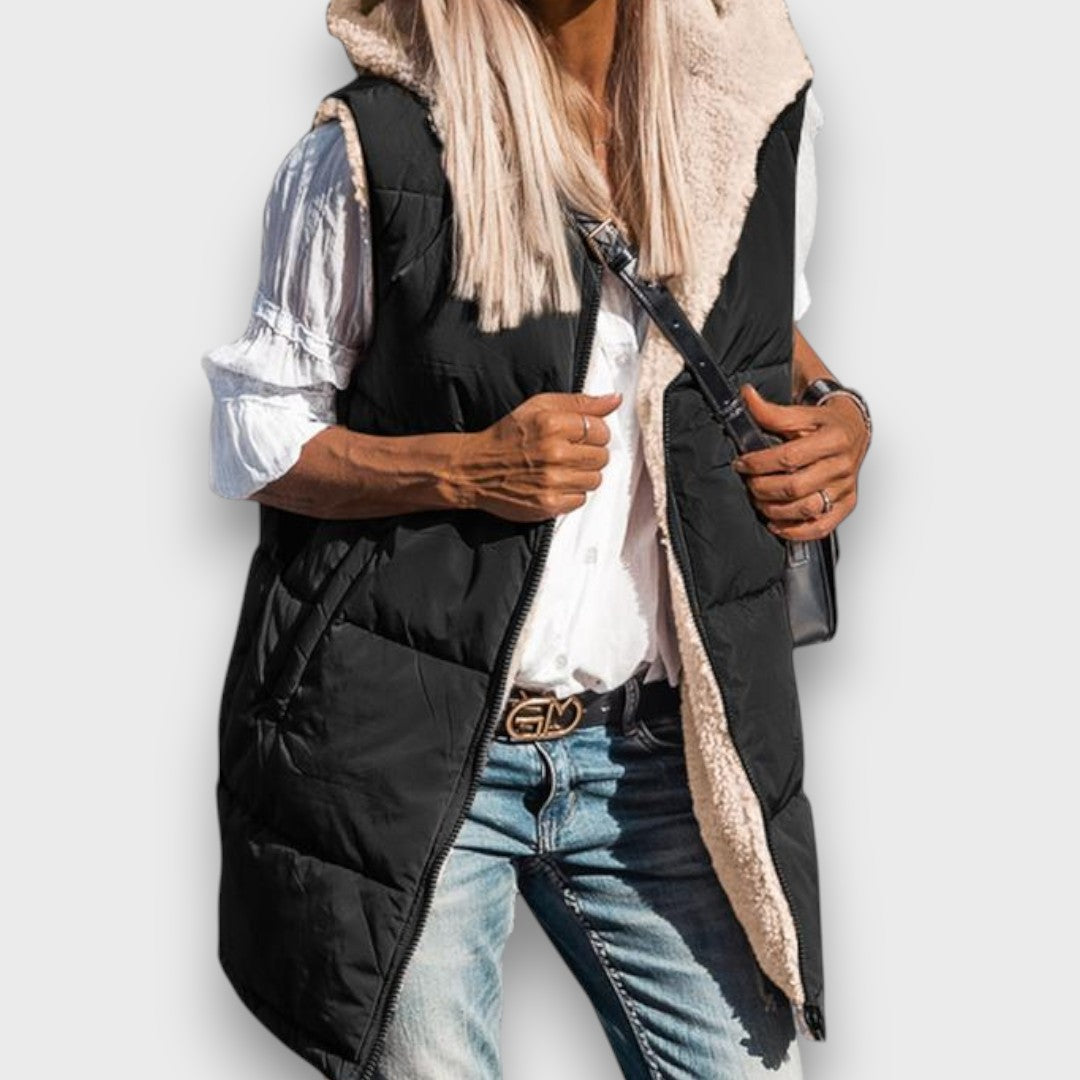 Marla Reversible fleece-lined hooded vest