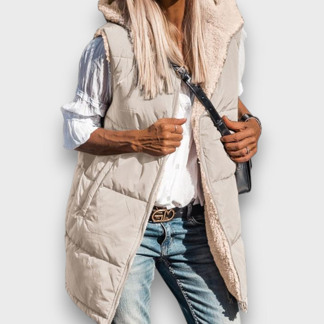 Marla Reversible fleece-lined hooded vest