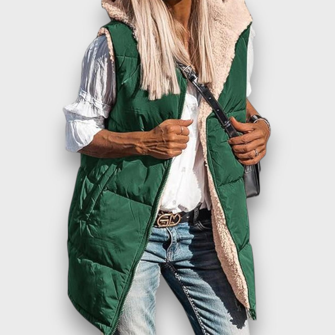Marla Reversible fleece-lined hooded vest